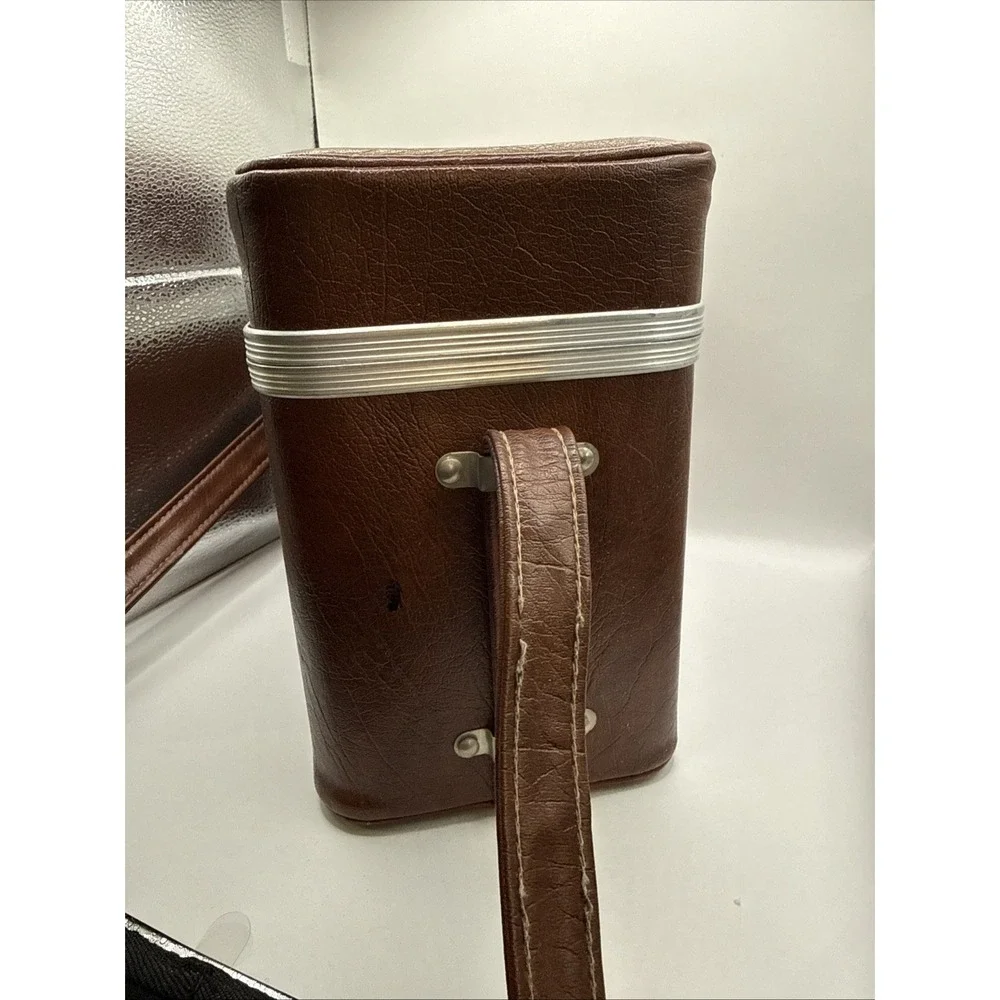 Vintage 1960s 1970s Brown Faux Leather Camera Carrying Case Bag Pre-Owned